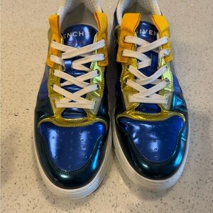 Givenchy Blue and Yellow Sneakers with Metallic Finish
